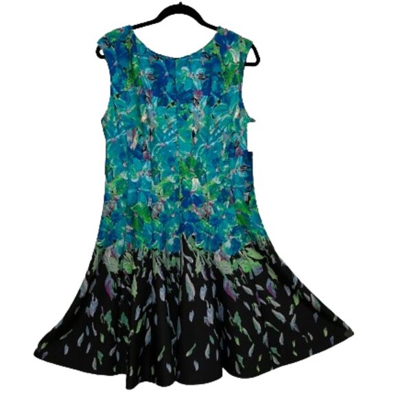 dressbarn Dresses & Skirts - NWT Scuba Fit & Flare Dress Floral Back Zip Blue Black size 16
